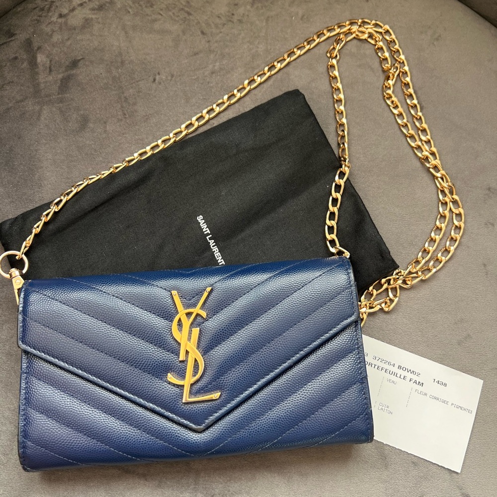 YSL cassandre envelope flap wallet on chain - Picture 1 of 15
